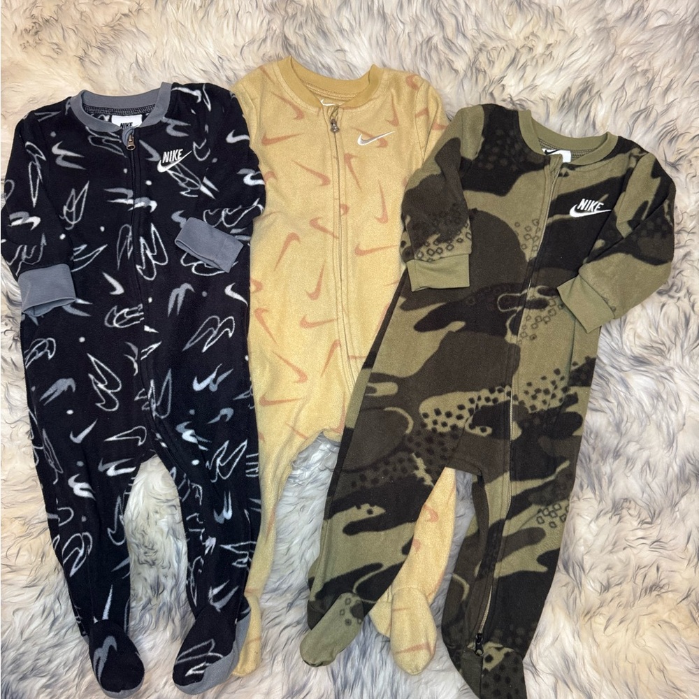 Nike Kids One Piece Pajama Set - Black, Tan, and Green